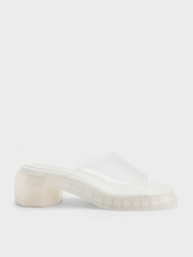 Charles & Keith Fia See-Through Geometric Mules Weiß | 356NFDHYK