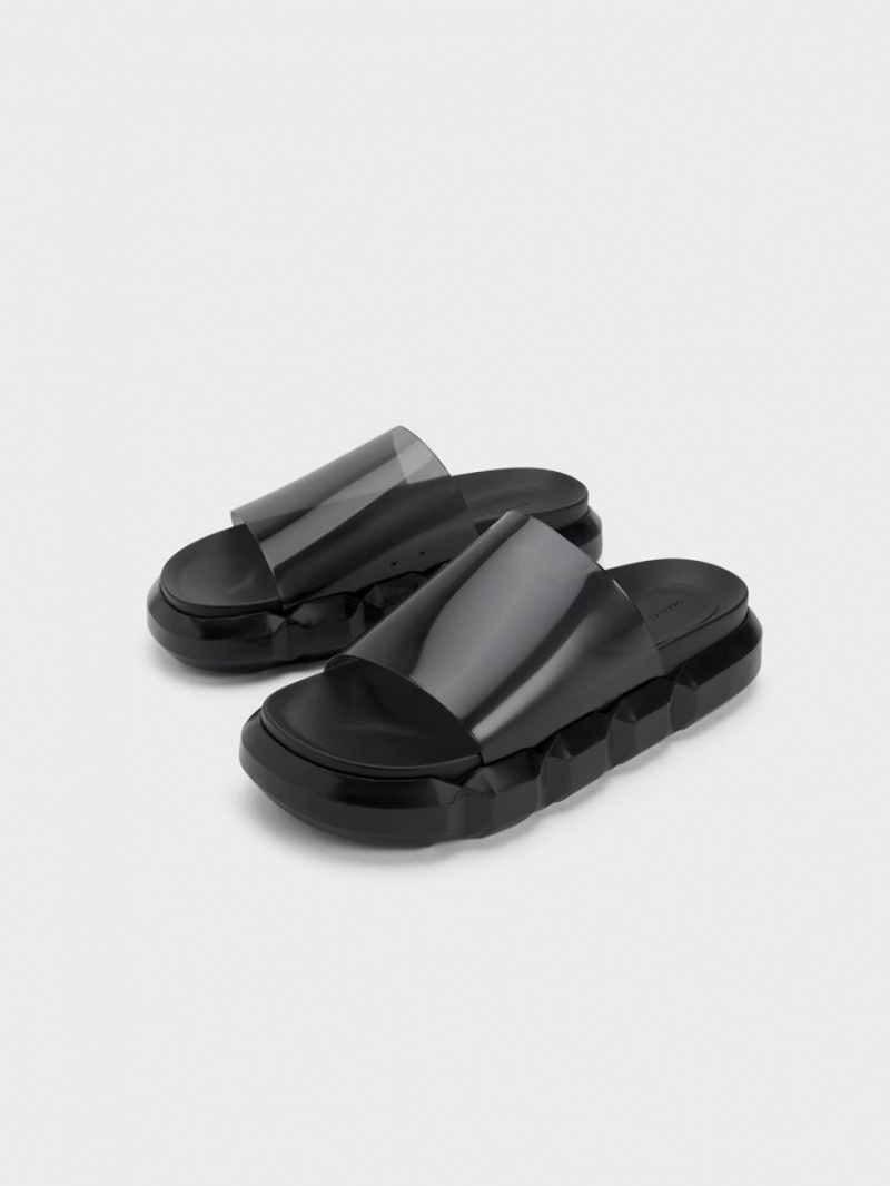 Charles & Keith Fia See-Through Rutschen Sie Sandalen Schwarz | 369OKWNUA