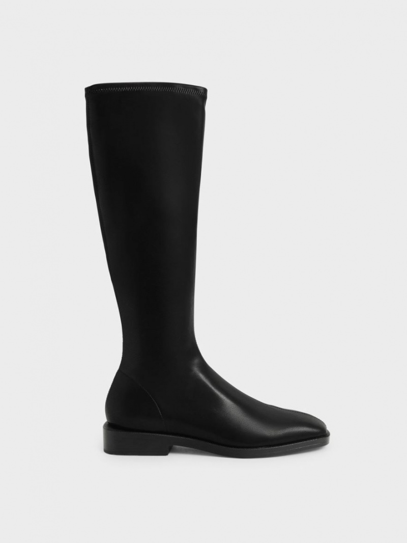 Charles & Keith Flache Kniehohe Stiefel Schwarz | 710LAIXNV