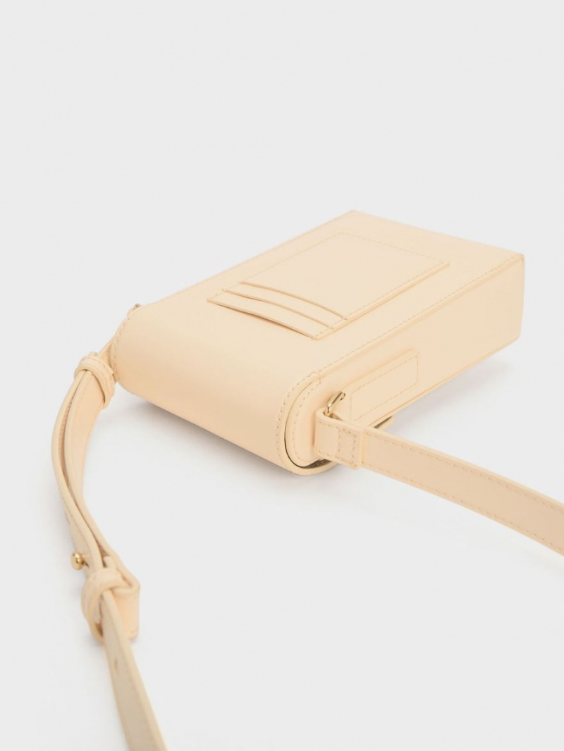 Charles & Keith Freida Metallic Accent Elongated Beuteltasche Beige | 851ZSUCJH