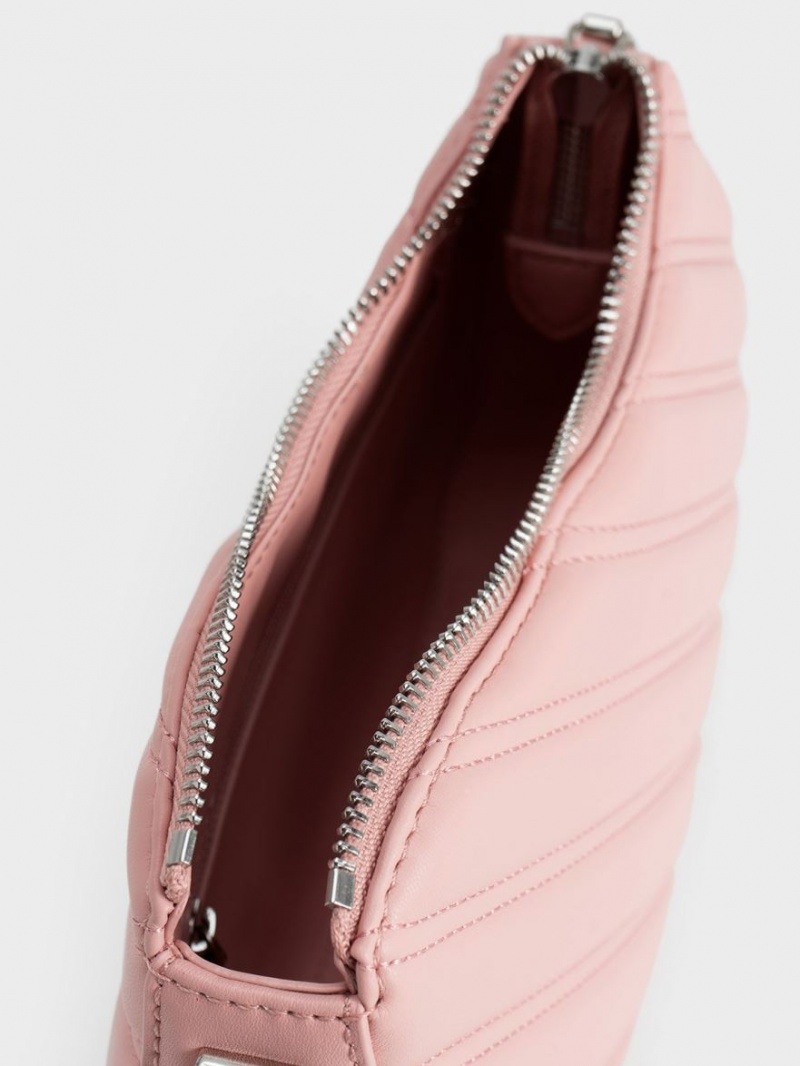 Charles & Keith Freja Curved Panelled Tragetaschen Hellrosa | 324LHATMS