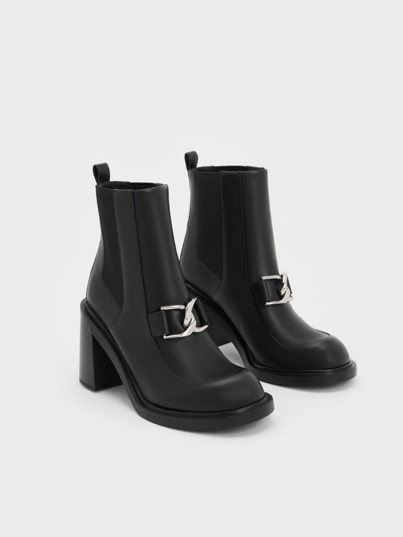 Charles & Keith Gabine Block Heel Stiefeletten Schwarz | 195NKJUOP