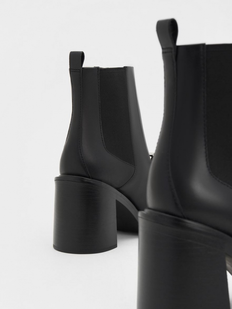 Charles & Keith Gabine Block Heel Stiefeletten Schwarz | 195NKJUOP