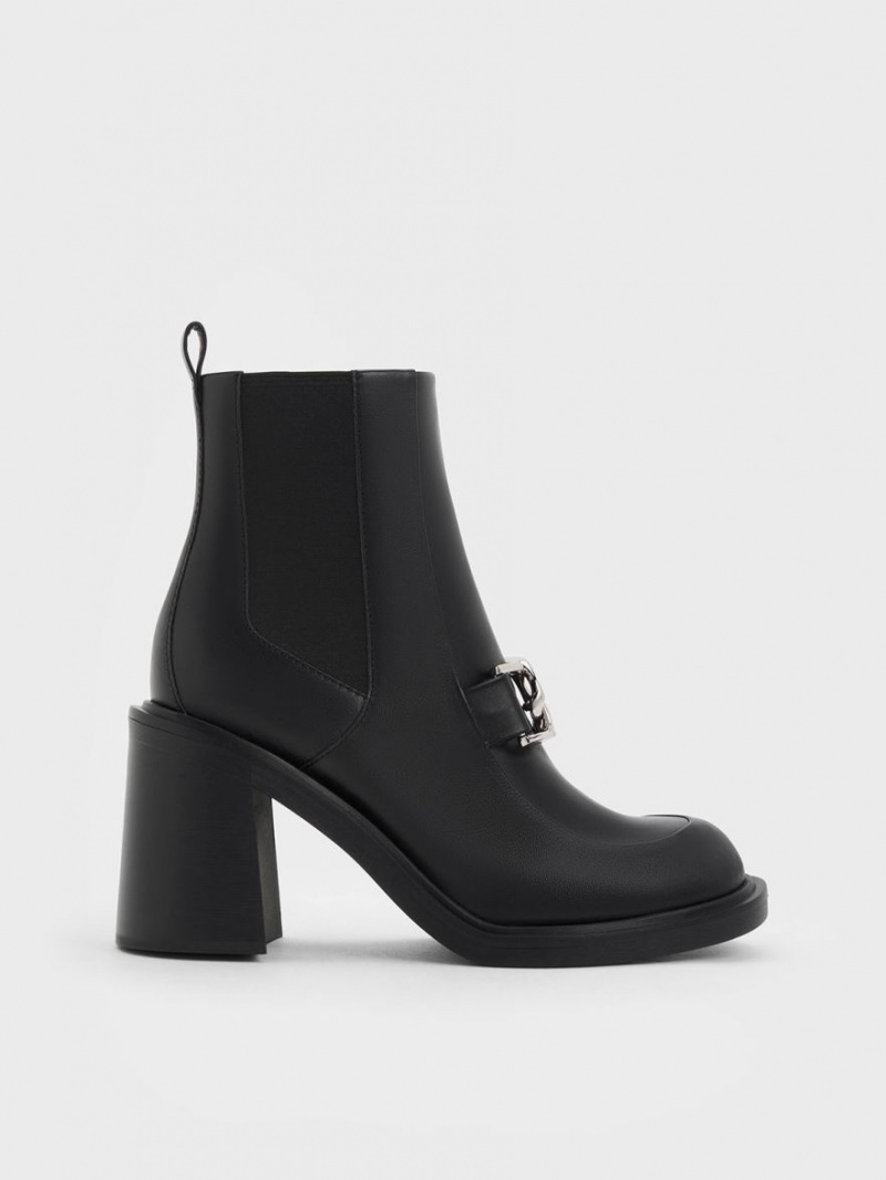 Charles & Keith Gabine Block Heel Stiefeletten Schwarz | 195NKJUOP