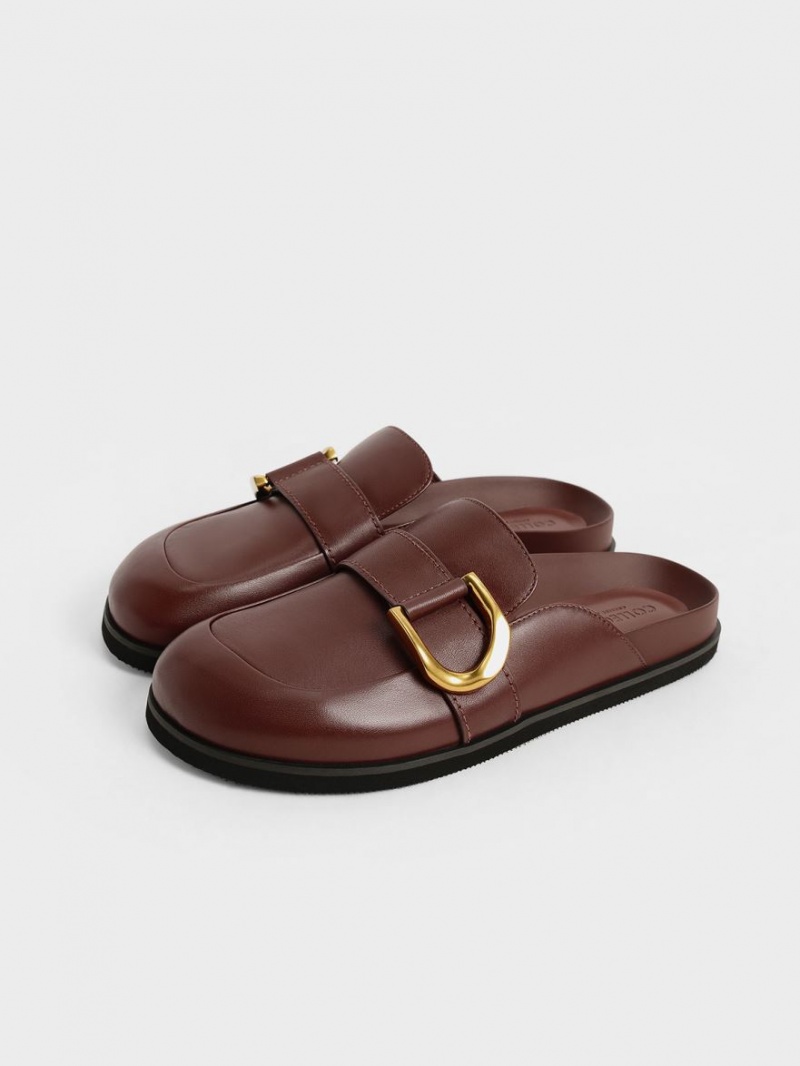 Charles & Keith Gabine Buckled Leder Loafer​ Mules Braun | 410WJPDYM