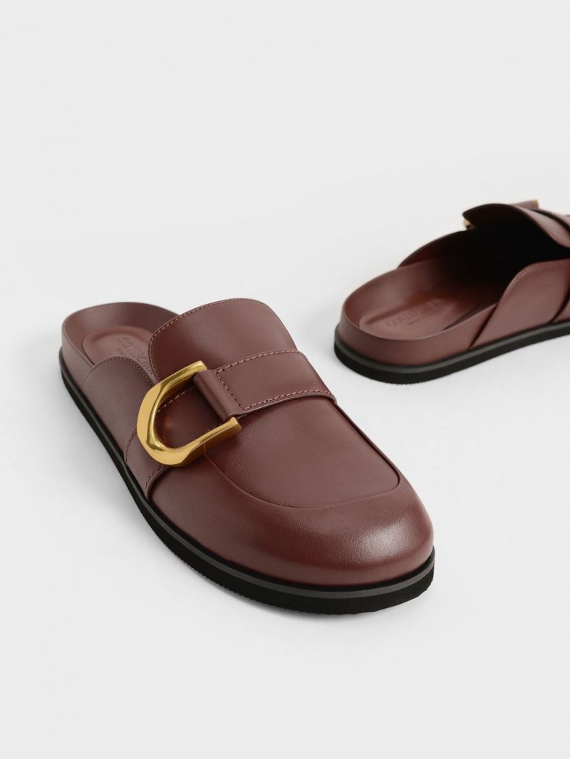 Charles & Keith Gabine Buckled Leder Loafer​ Mules Braun | 410WJPDYM