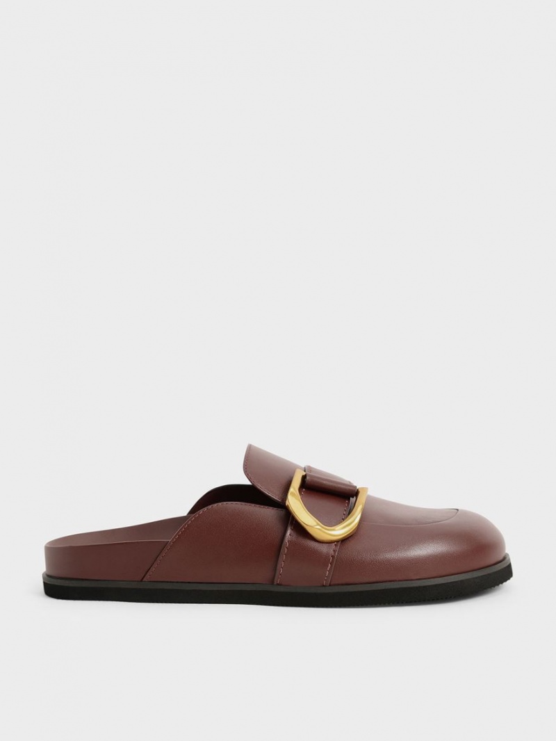 Charles & Keith Gabine Buckled Leder Loafer​ Mules Braun | 410WJPDYM