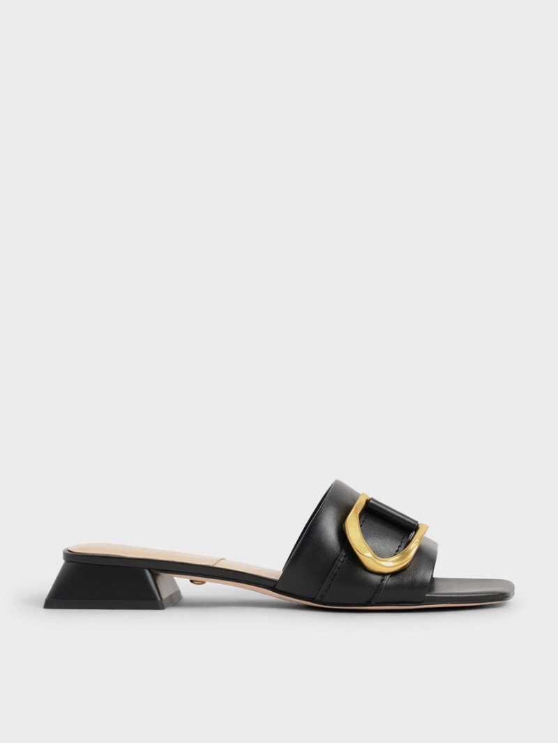 Charles & Keith Gabine Buckled Leder​ Mules Schwarz | 698HZRWMI