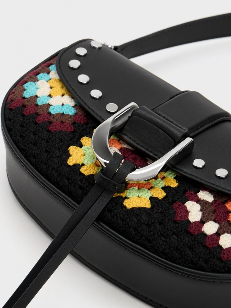 Charles & Keith Gabine Floral Crochet Leder Schultertaschen Mehrfarbig | 305FDKGXA