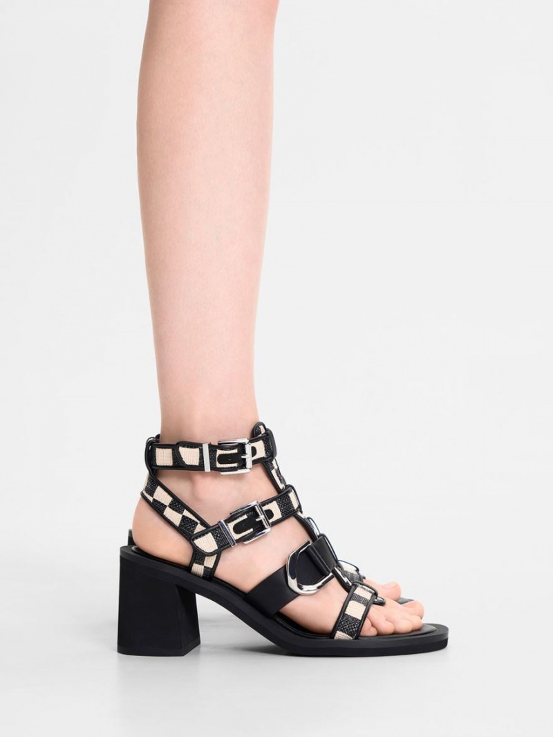 Charles & Keith Gabine Gingham Gladiator Sandalen Absatz Mehrfarbig | 091RAIGWN