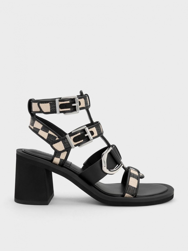 Charles & Keith Gabine Gingham Gladiator Sandalen Absatz Mehrfarbig | 091RAIGWN