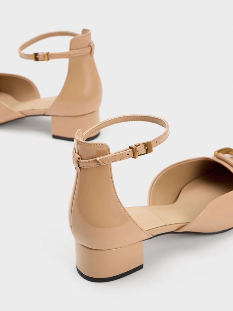 Charles & Keith Gabine Lack Leder D'Orsay Pumps Beige | 251YGQNFV