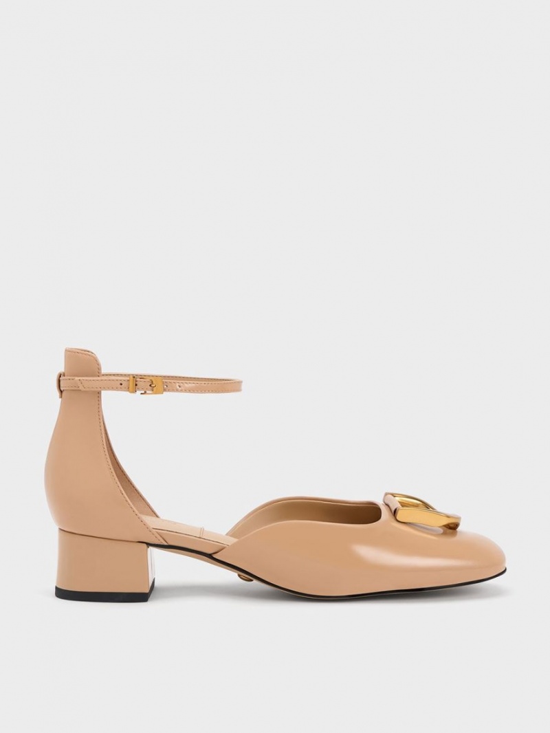 Charles & Keith Gabine Lack Leder D\'Orsay Pumps Beige | 251YGQNFV