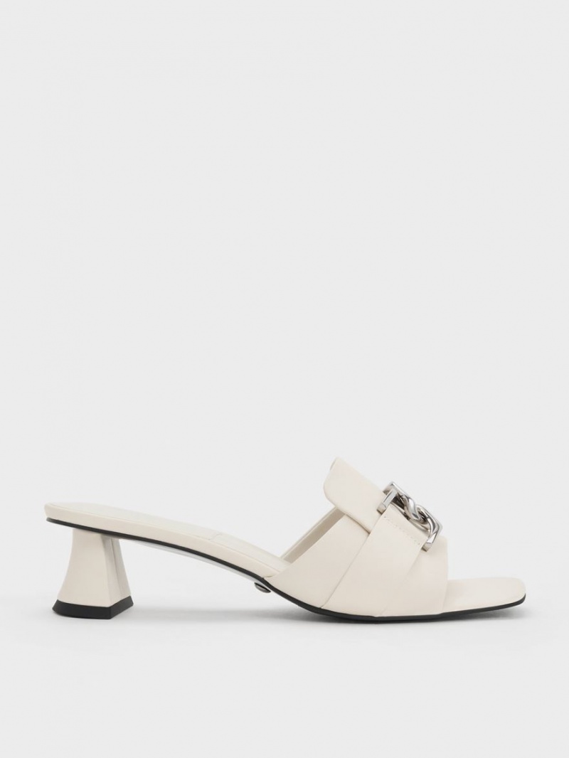 Charles & Keith Gabine Leder Absatz Mules Weiß | 738ENQSDT