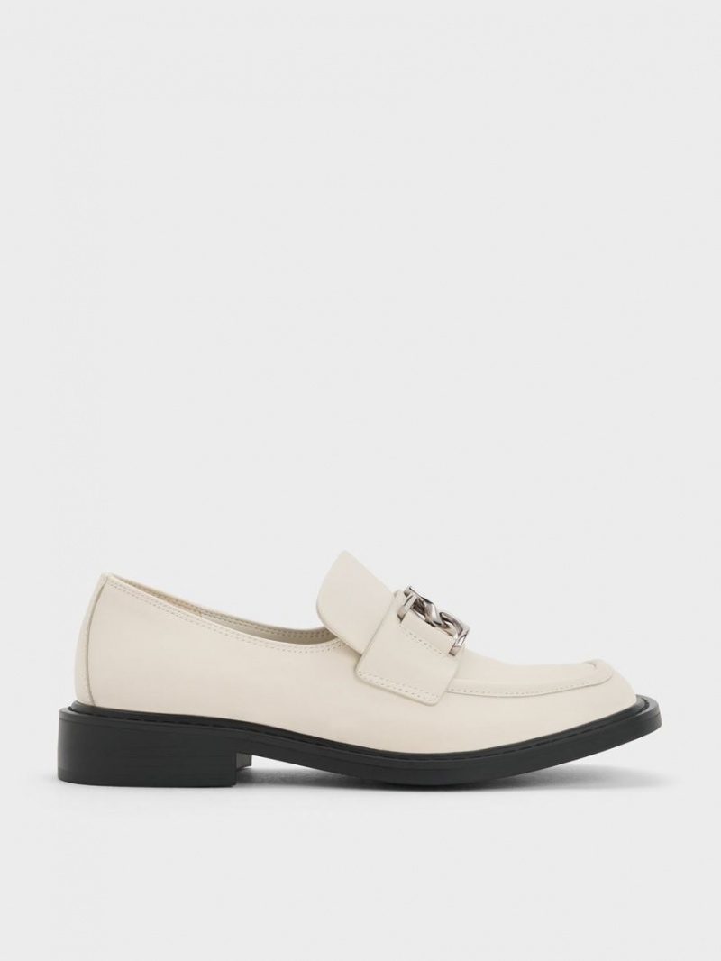 Charles & Keith Gabine Leder Halbschuhe Weiß | 318FWJKIT