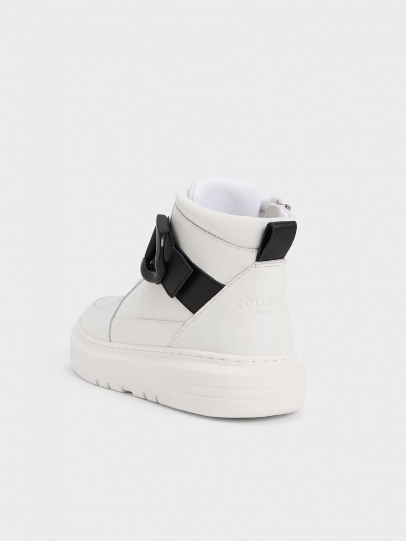 Charles & Keith Gabine Leder Hohe Sneaker Weiß | 275DKMJGY