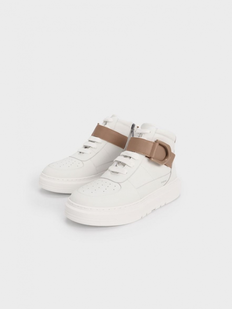 Charles & Keith Gabine Leder Hohe Sneaker Weiß | 482EXSDGA