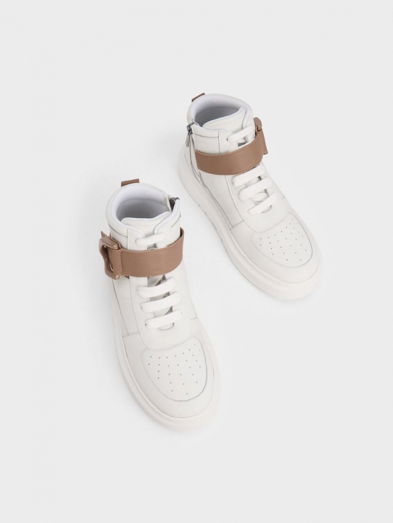 Charles & Keith Gabine Leder Hohe Sneaker Weiß | 482EXSDGA