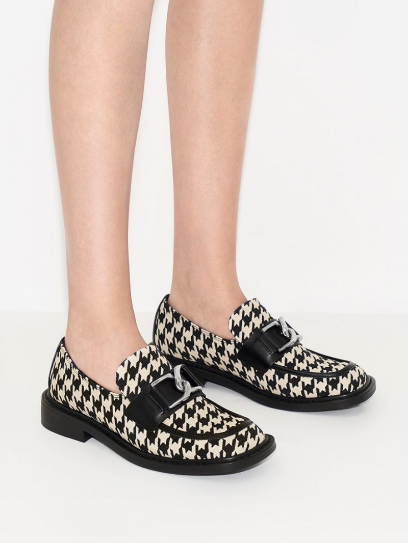 Charles & Keith Gabine Leder Houndstooth Halbschuhe Mehrfarbig | 736DVEAZC