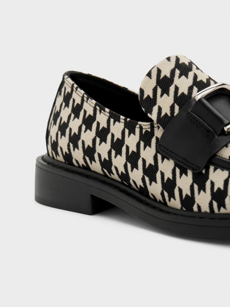 Charles & Keith Gabine Leder Houndstooth Halbschuhe Mehrfarbig | 736DVEAZC