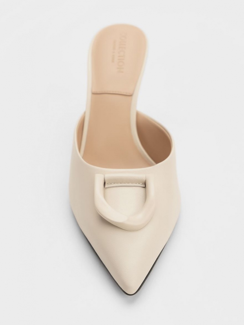 Charles & Keith Gabine Leder Mules Beige | 901ZAVORI