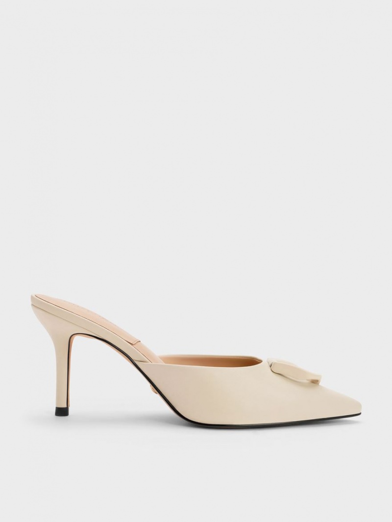 Charles & Keith Gabine Leder Mules Beige | 901ZAVORI