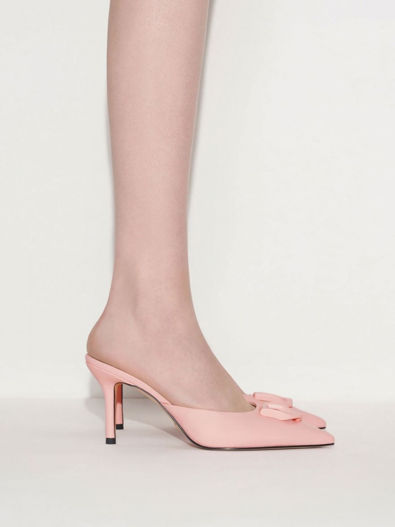 Charles & Keith Gabine Leder Mules Rosa | 053AHXPTM