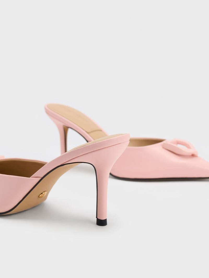 Charles & Keith Gabine Leder Mules Rosa | 053AHXPTM