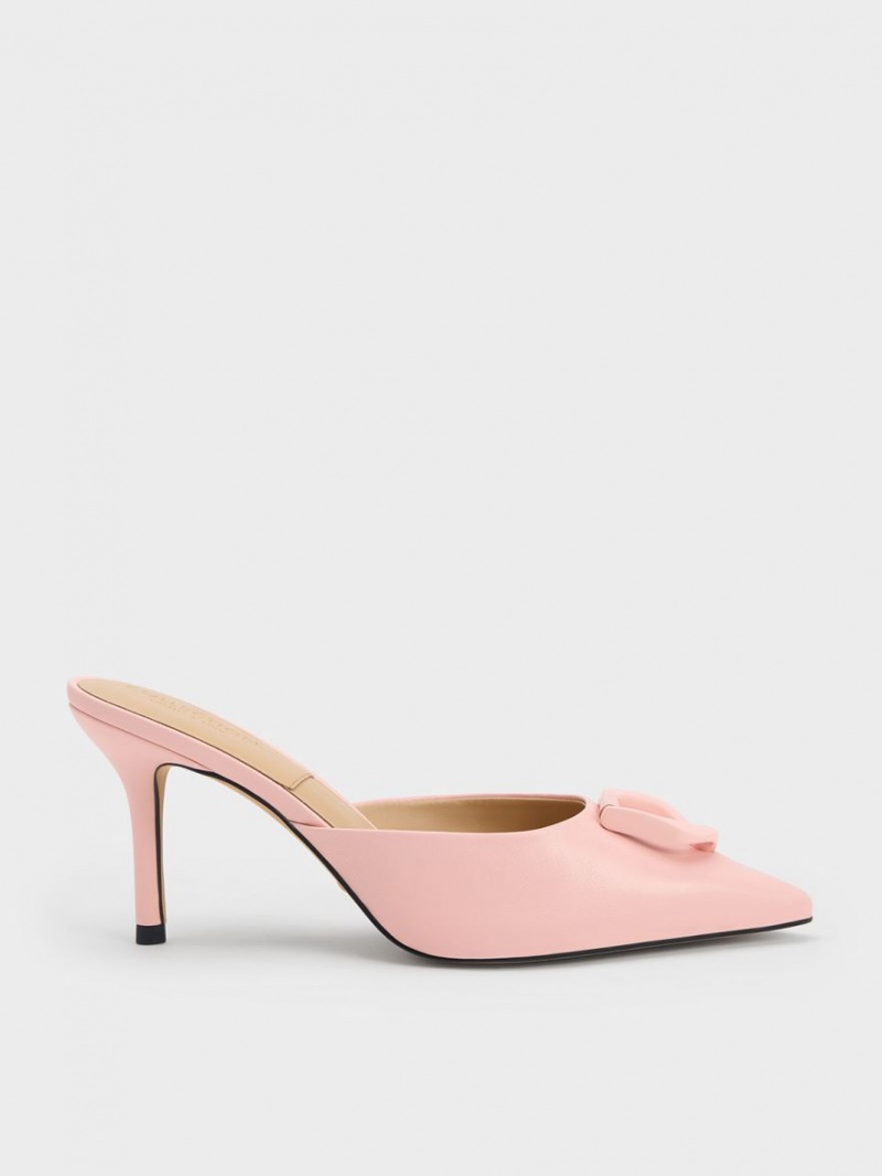 Charles & Keith Gabine Leder Mules Rosa | 053AHXPTM