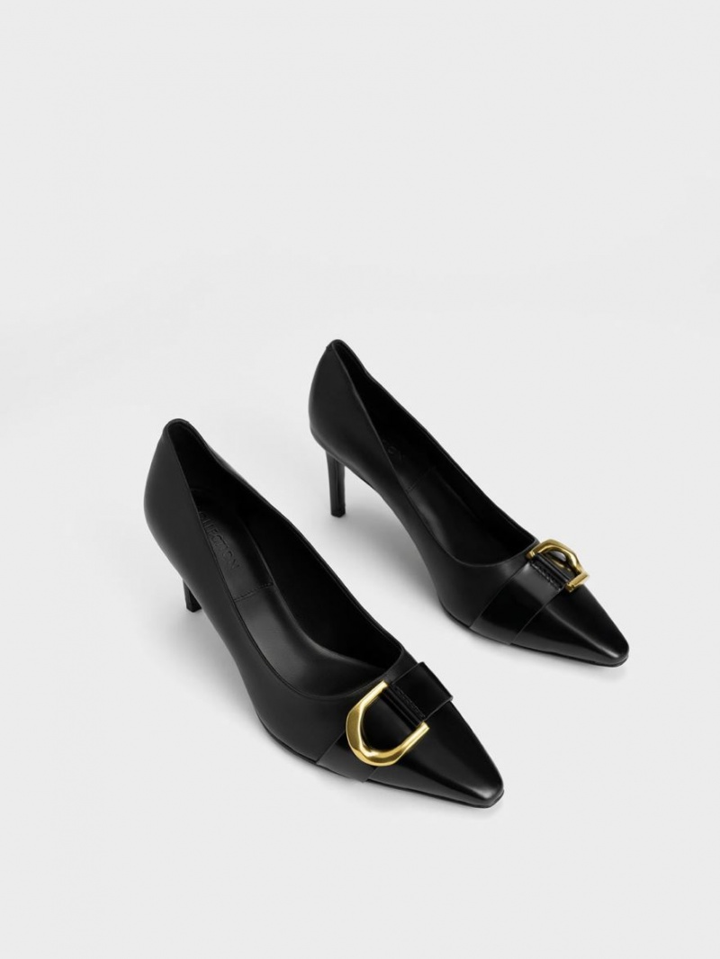 Charles & Keith Gabine Leder Pumps Schwarz | 698MDZVSR