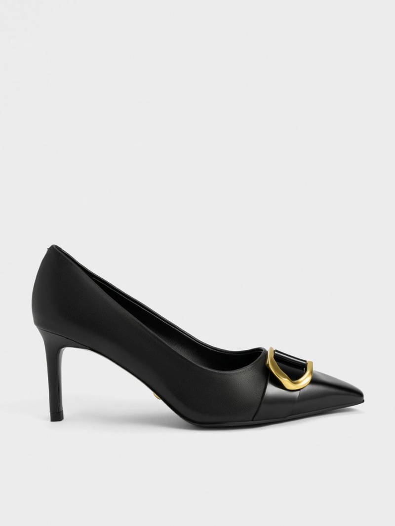 Charles & Keith Gabine Leder Pumps Schwarz | 698MDZVSR