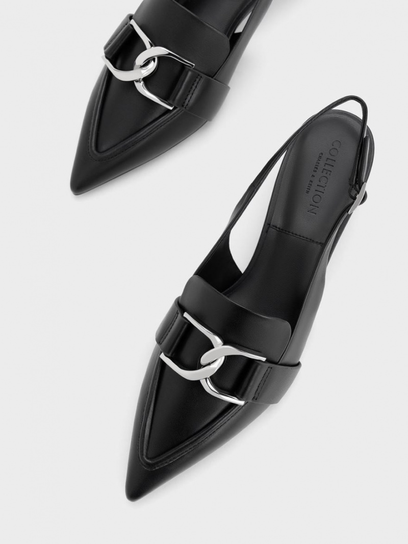 Charles & Keith Gabine Leder Slingback Pumps Schwarz | 269XNHQPI