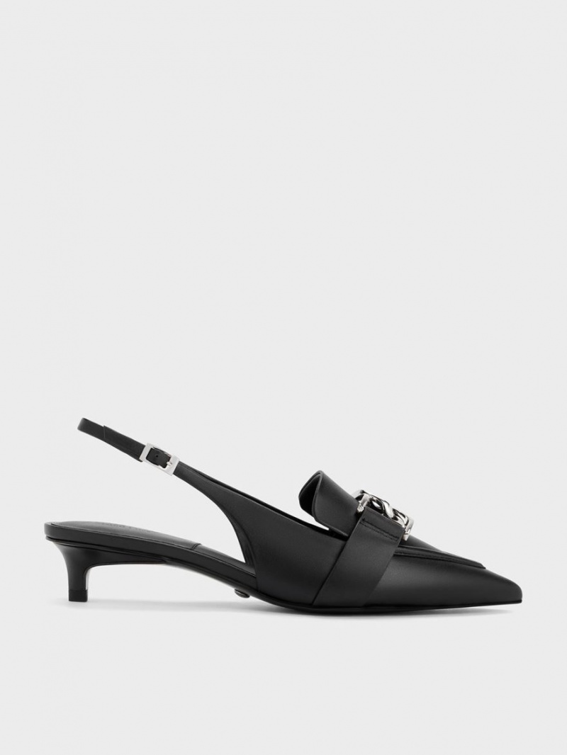 Charles & Keith Gabine Leder Slingback Pumps Schwarz | 269XNHQPI