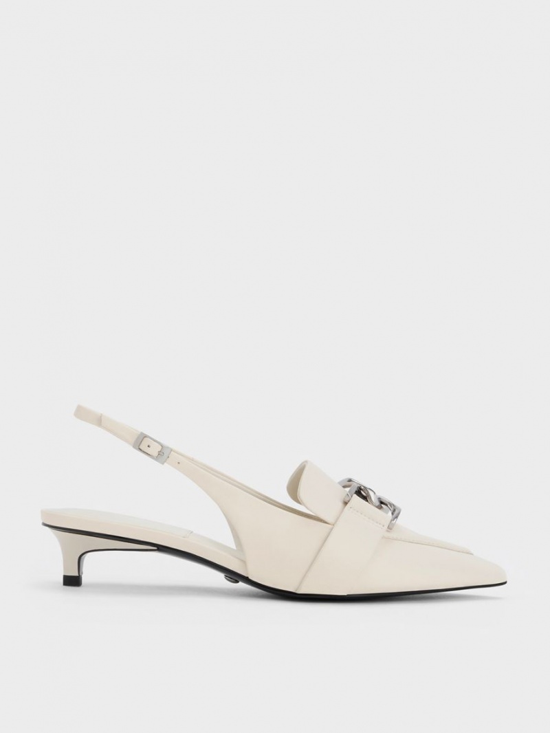 Charles & Keith Gabine Leder Slingback Pumps Weiß | 157NEBIHL