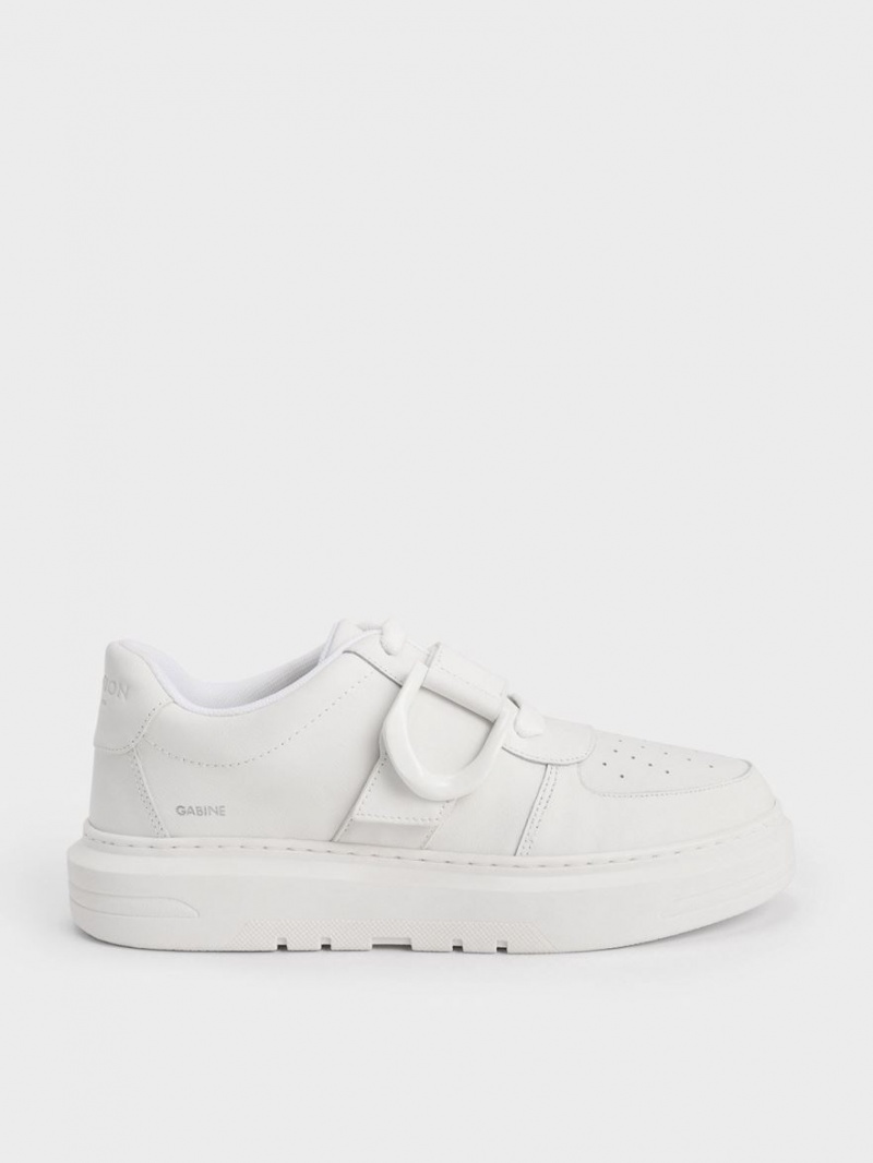 Charles & Keith Gabine Leder Sneakers Weiß | 160ZRBXAK