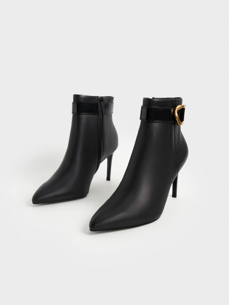 Charles & Keith Gabine Leder Stiefel mit Absatz Schwarz | 123HEBZIV