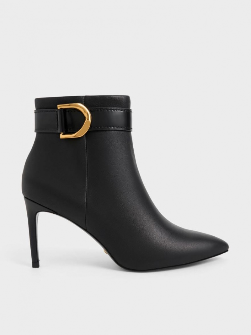 Charles & Keith Gabine Leder Stiefel mit Absatz Schwarz | 123HEBZIV