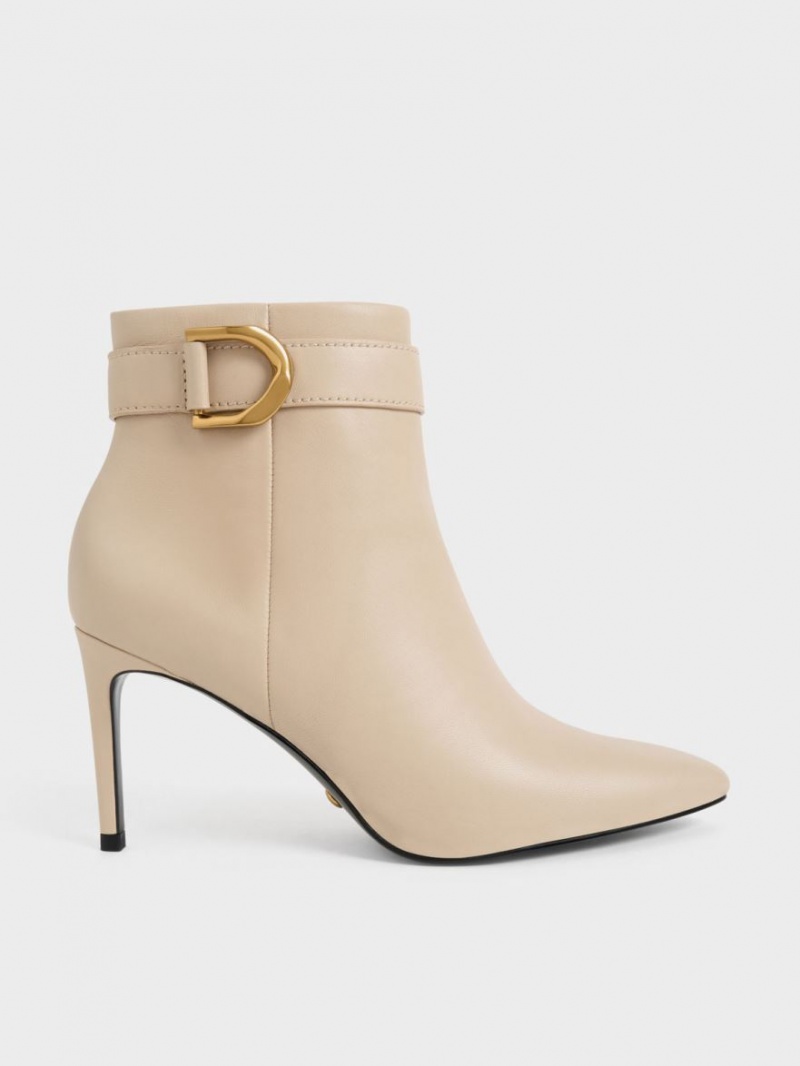 Charles & Keith Gabine Leder Stiefel mit Absatz Beige | 178CPXREW