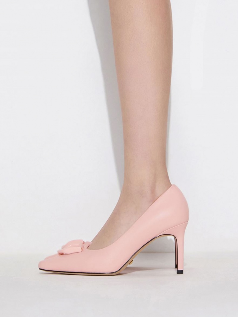 Charles & Keith Gabine Leder Tapered Pumps Rosa | 321KBGRHT