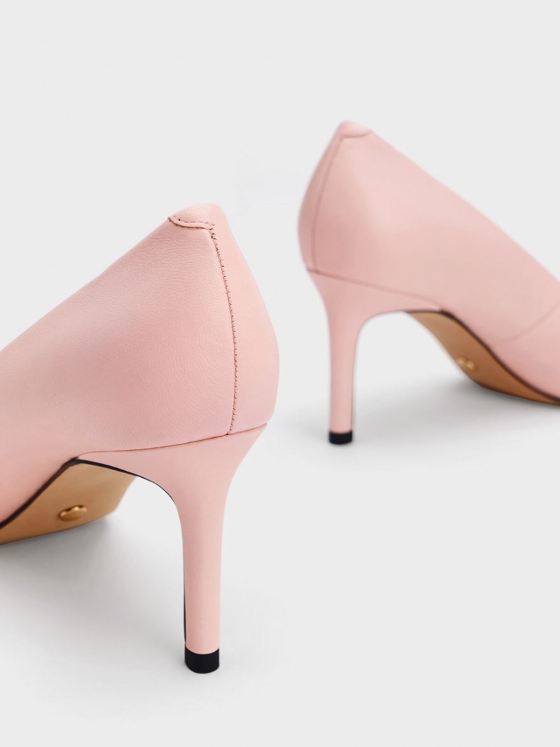 Charles & Keith Gabine Leder Tapered Pumps Rosa | 321KBGRHT