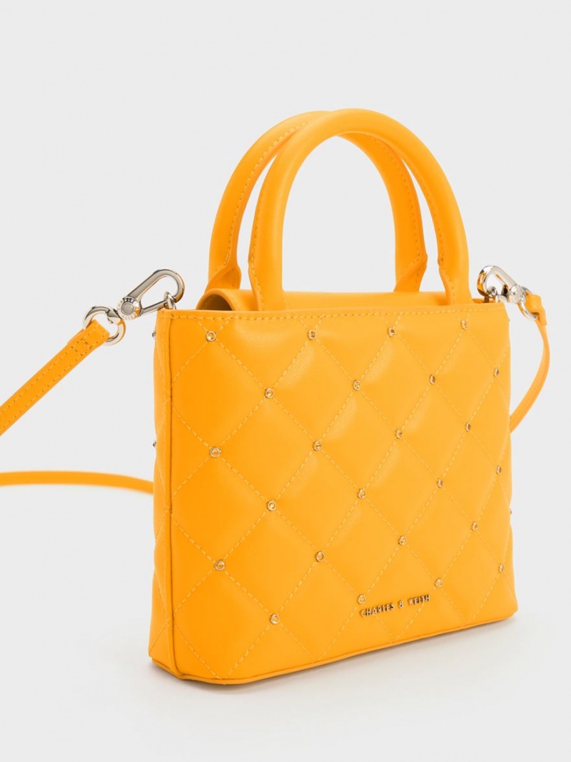 Charles & Keith Gem-Embellished Gepolstert Tragetaschen Orange | 573LNTGFD