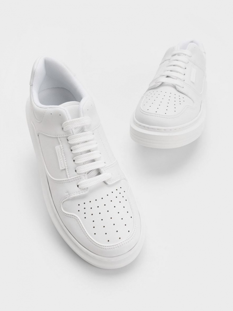 Charles & Keith Gem-Embellished Plateau Sneaker Weiß | 432GIKVCH