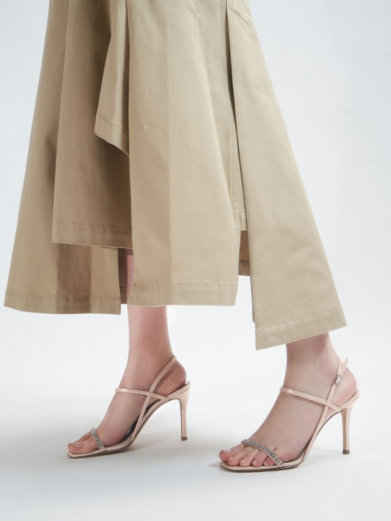 Charles & Keith Gem-Embellished Riemchensandalen Beige | 189MIYGFS