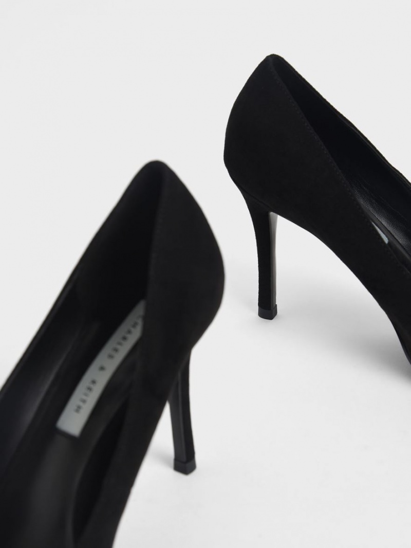 Charles & Keith Gem-Embellished Textured Stiletto Pumps Schwarz | 490DLAVJO