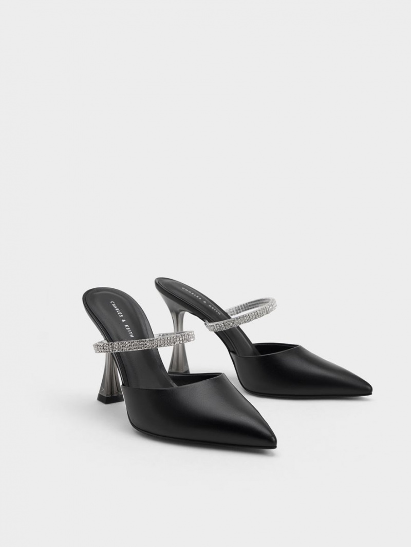 Charles & Keith Gem Riemen Mules Schwarz | 146SUJIEN