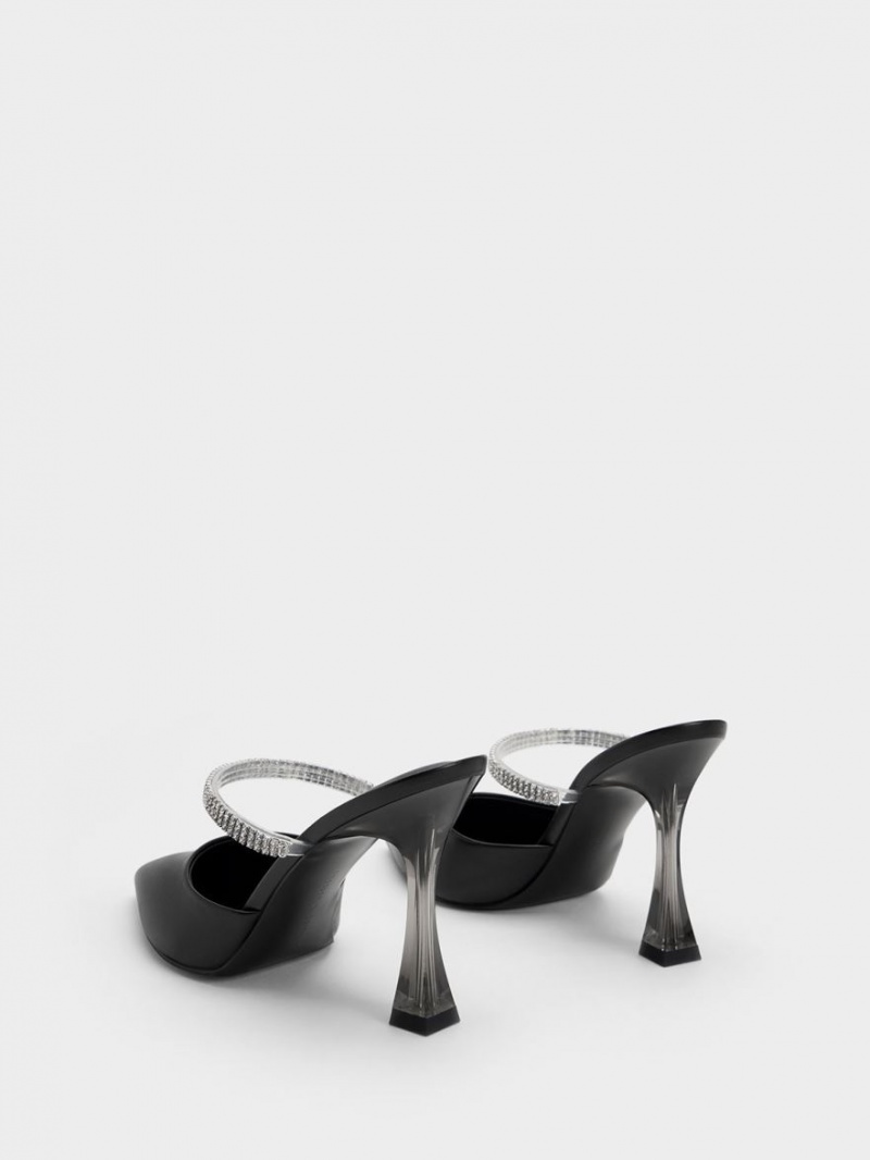 Charles & Keith Gem Riemen Mules Schwarz | 146SUJIEN