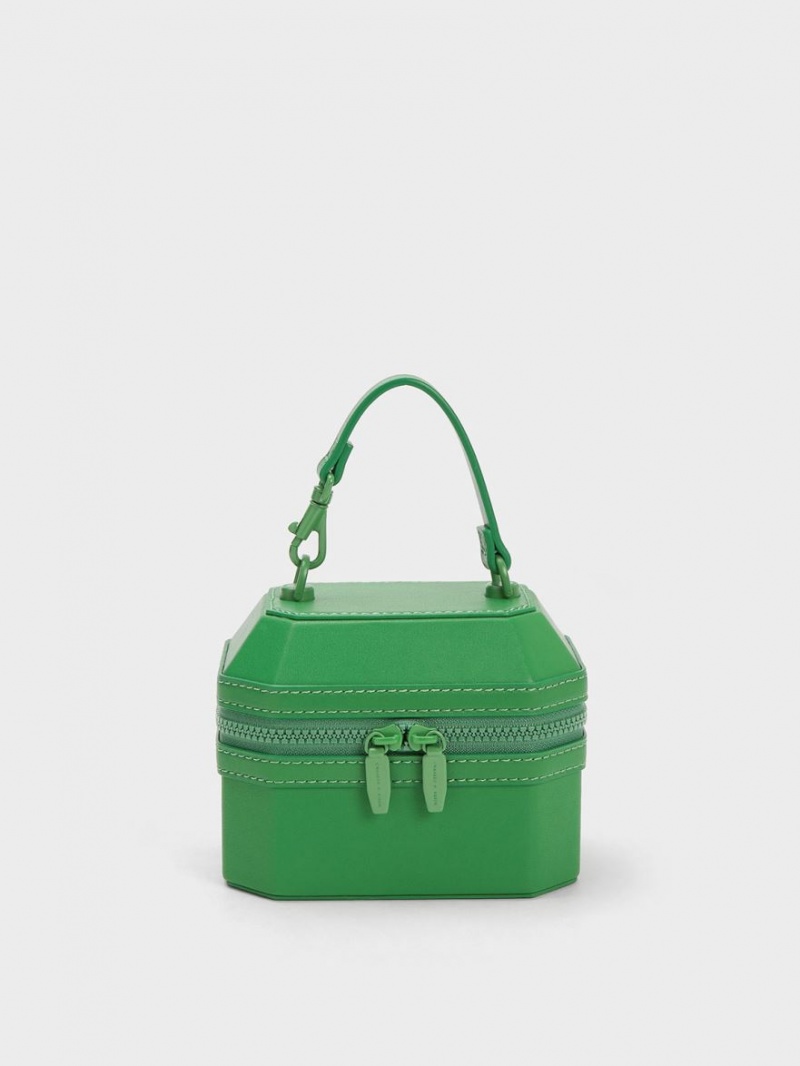 Charles & Keith Geometric Boxy Top Handtasche Grün | 089VALRYX