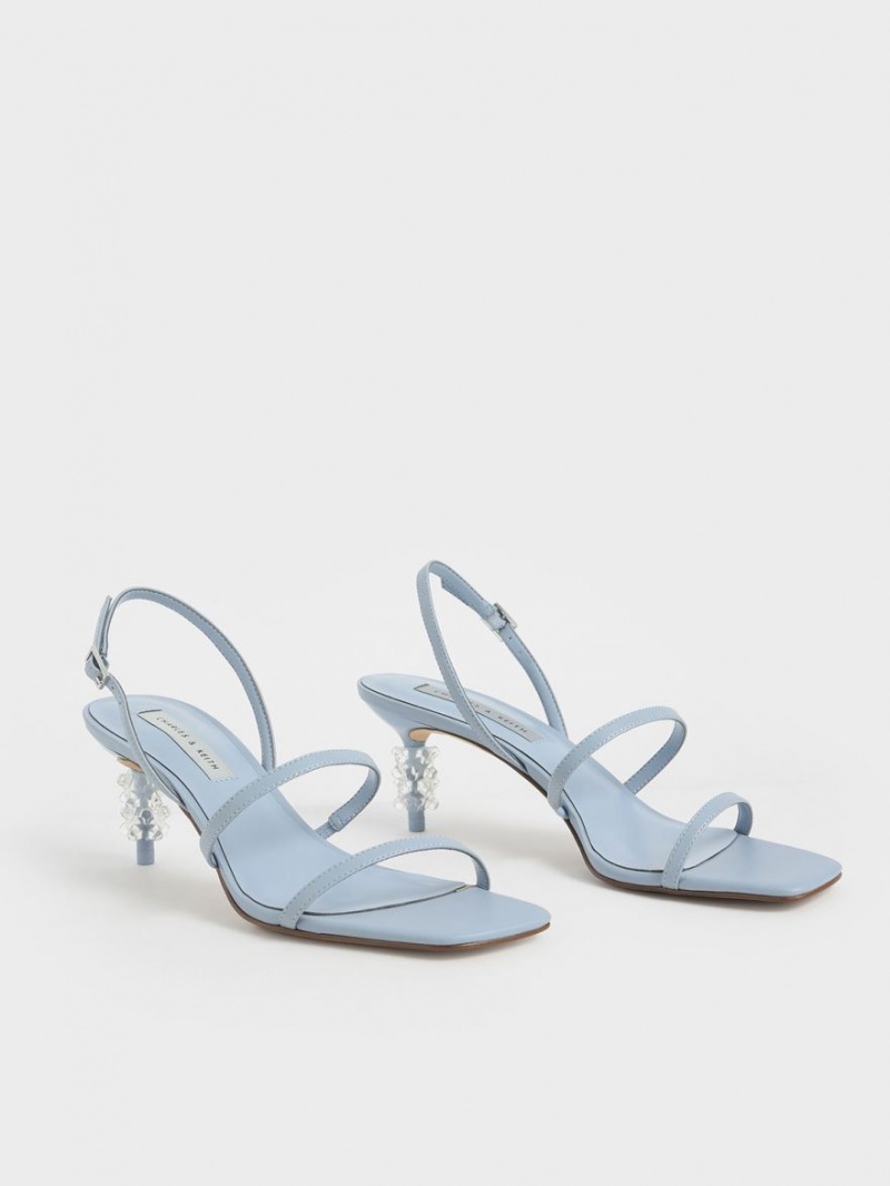 Charles & Keith Geometric Heel Riemchensandalen Hellblau | 432TKVIGL