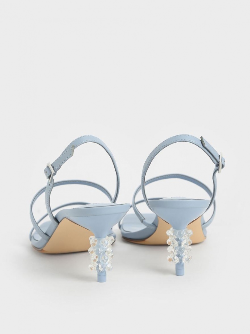 Charles & Keith Geometric Heel Riemchensandalen Hellblau | 432TKVIGL