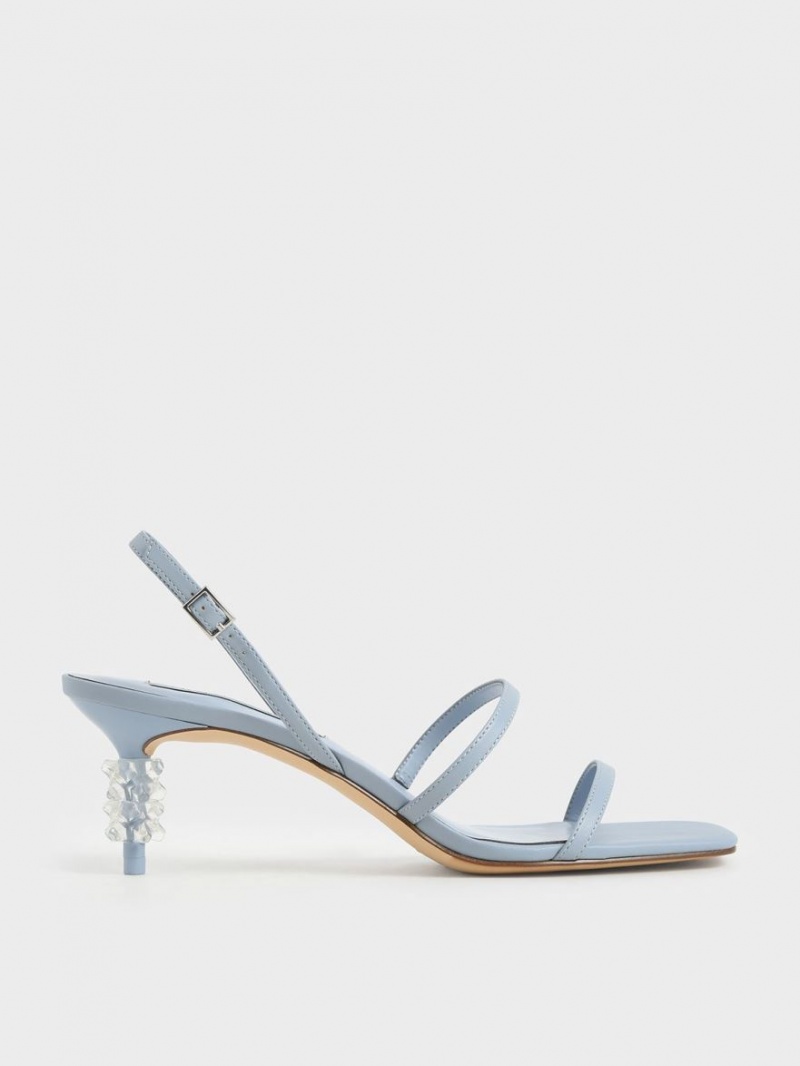 Charles & Keith Geometric Heel Riemchensandalen Hellblau | 432TKVIGL